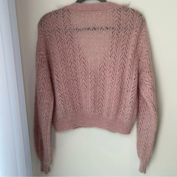 Free People Amelia Alpaca Cardigan Pink Size Medium - Picture 11 of 11